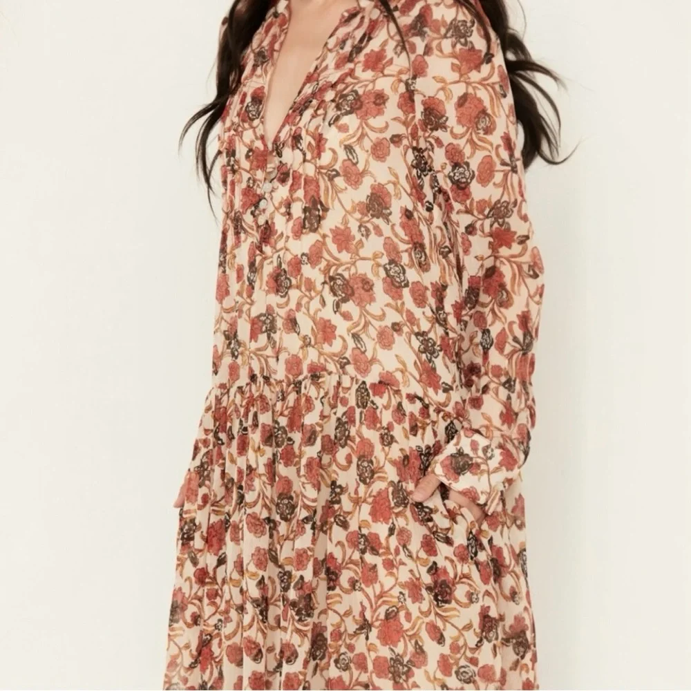 Free People See It Through Floral Long Sleeve Maxi Dress Size Medium - Picture 10 of 10